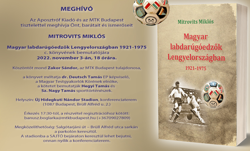 Könyvbemutató lesz csütörtökön a stadionban - a részletek